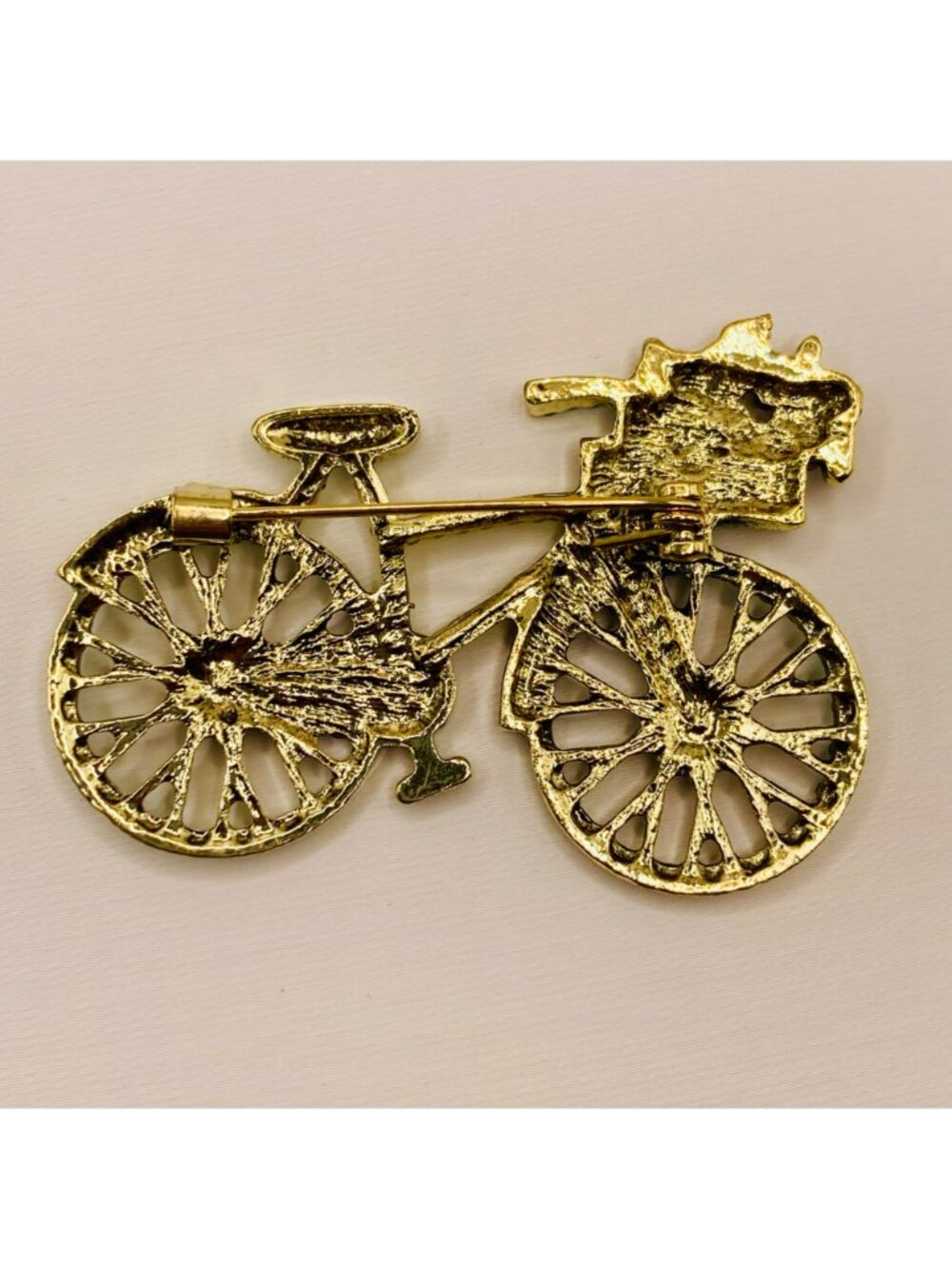 Bicycle Brooch Colorful Rhinestones & Gold-Tone Finish -32B - Picture 4 of 5
